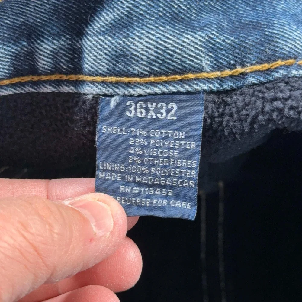 Full Blue Men's Fleece Lined Jeans Outdoor Workwear Denim HB003 Bonded sz 36x32